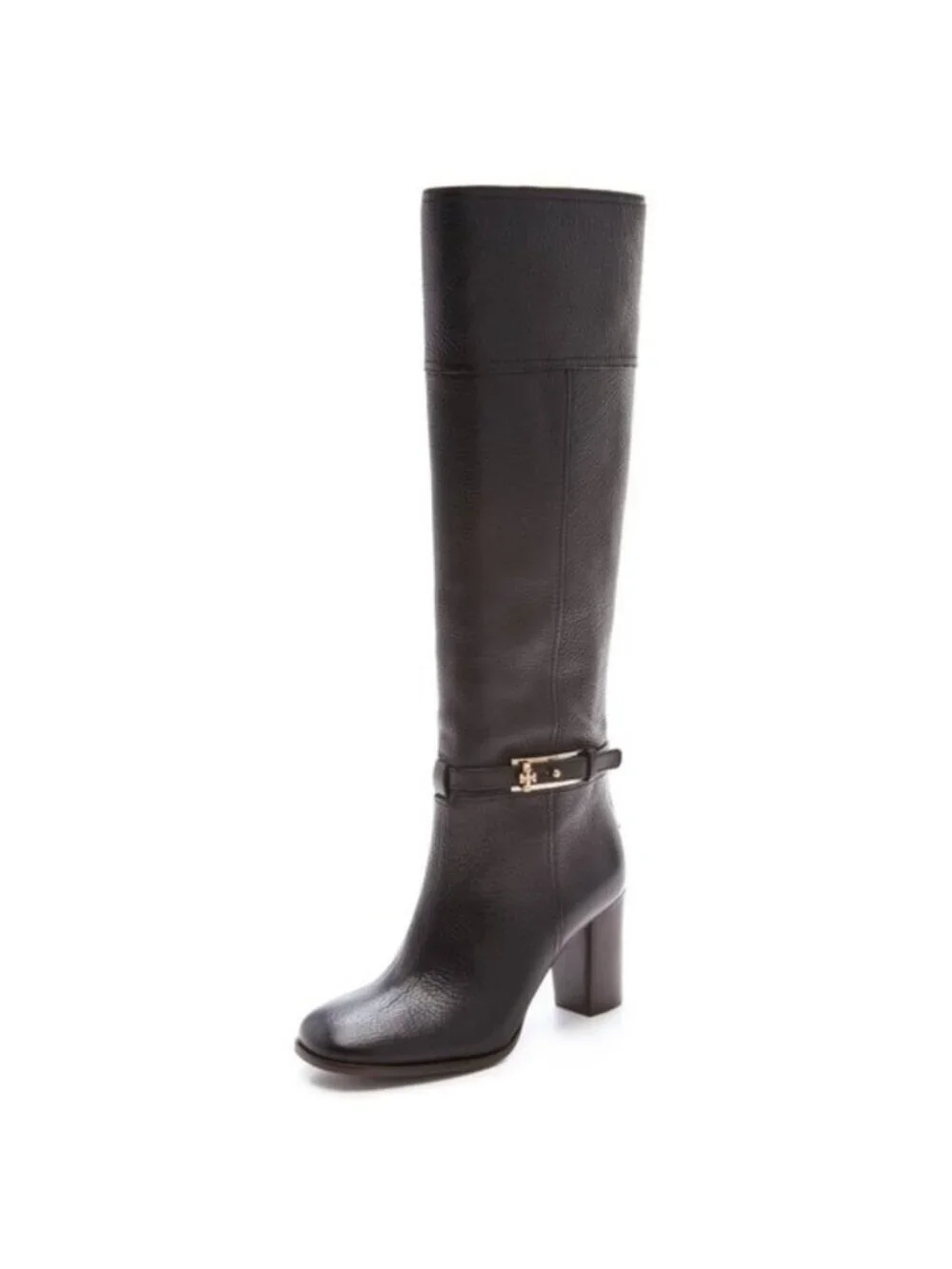 Tory Burch Jenna Black Leather Tall Heeled Boots Women's 9.5